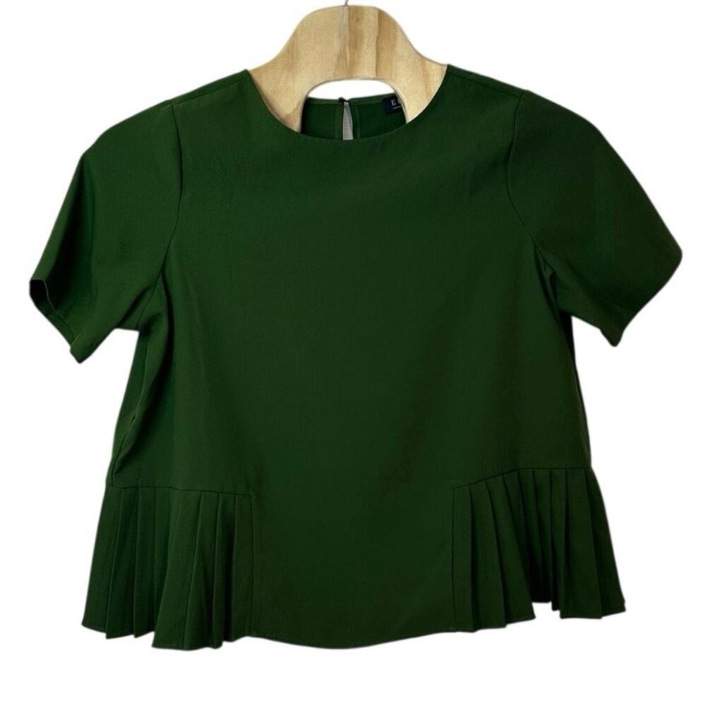Eloquii Women’s Pleated Hem Top In Forest Elf Size 16 Office Career Dressy Flowy
